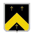 Shield with yellow chevron and three crosses